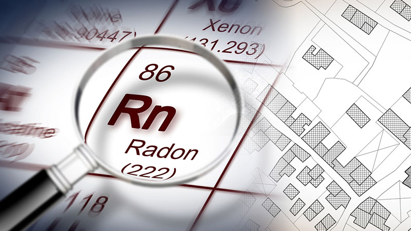 Radon test being done while performing home inspection services